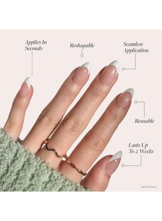 24PCS Press On False Nails, French Tip Nails, Uv Finish Short Pointed Almond Shape, Salon Quality Semi-Transparent Nails In 12 Sizes,Fake Acrylic Nails With Glue Kit. - view 4